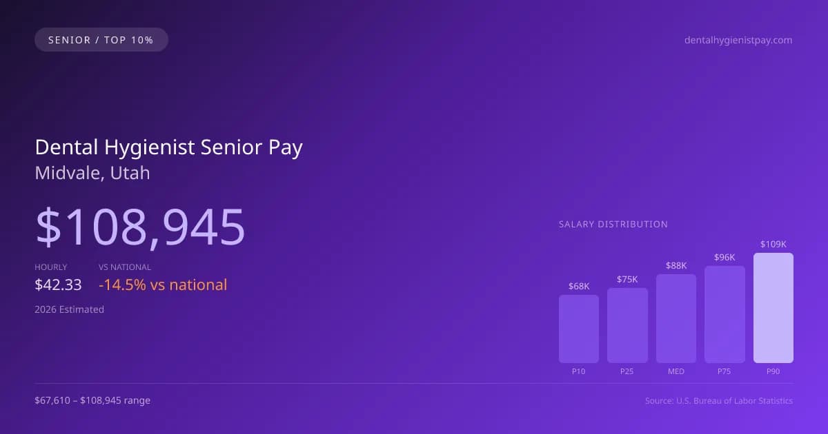 Dental Hygienist Senior Salary in Midvale, UT — 2026 est., based on 2025 BLS