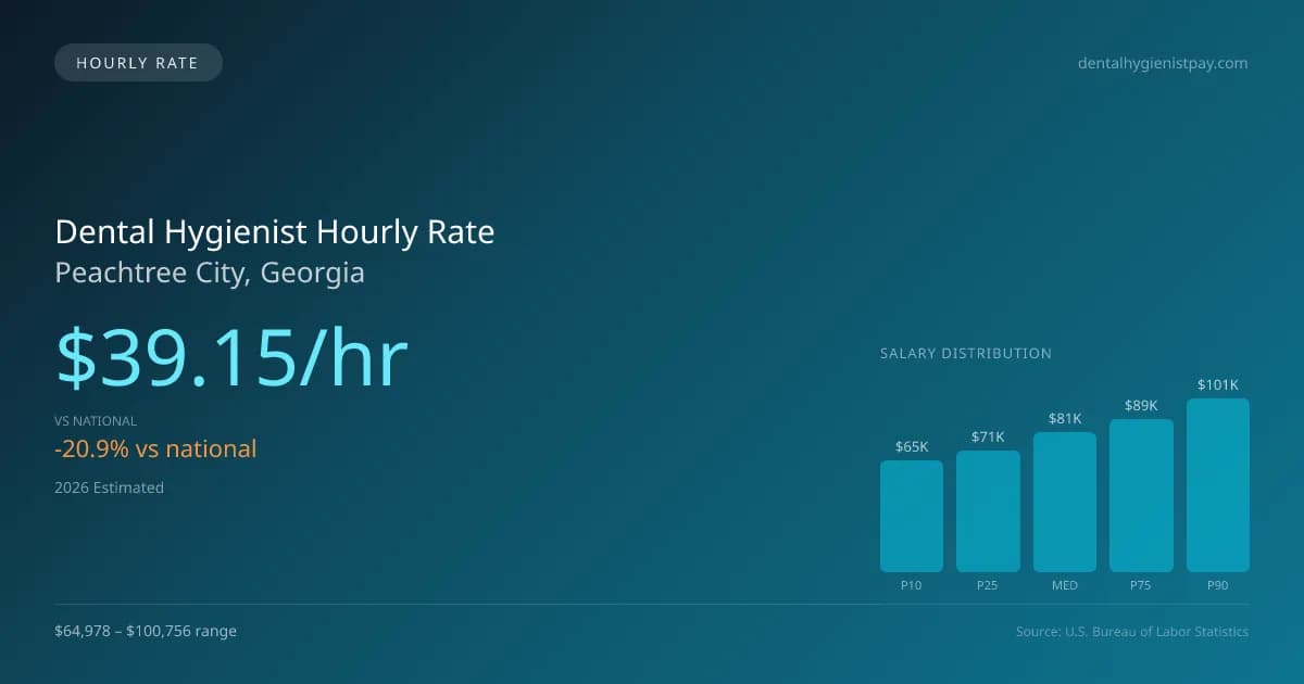 Dental Hygienist Hourly Rate in Peachtree City, GA — 2026 est., based on 2025 BLS