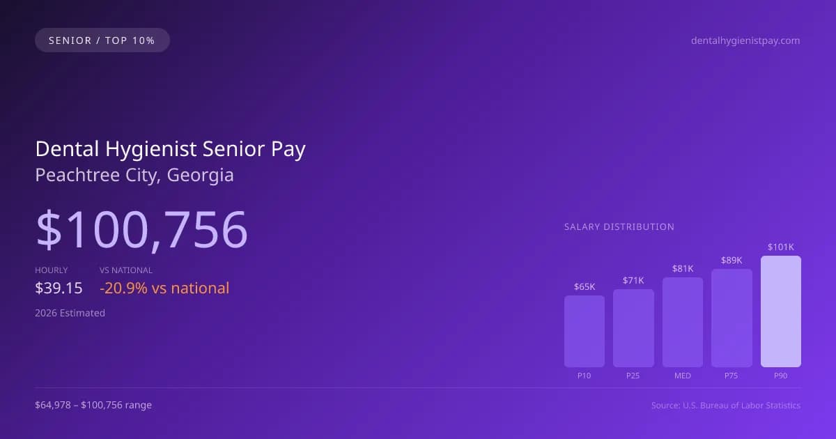 Dental Hygienist Senior Salary in Peachtree City, GA — 2026 est., based on 2025 BLS